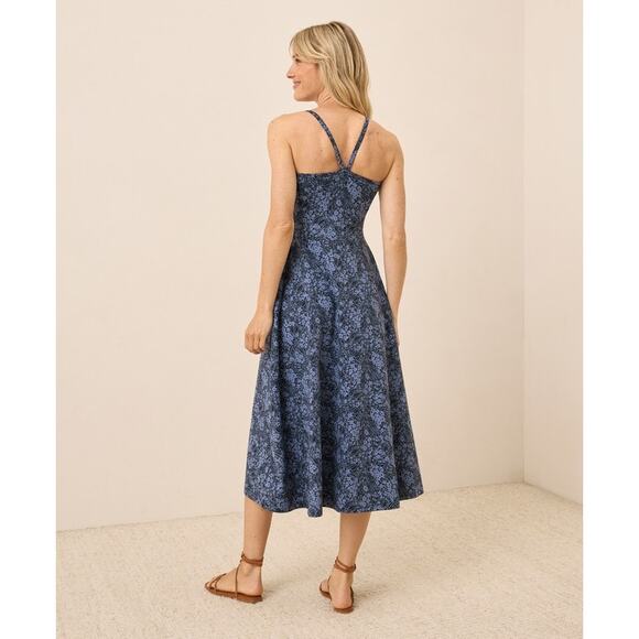 Pact Floral Midi Dress Blue Scoop Neck Pullover Sleeveless Sz 3XL Women's - Picture 4 of 10